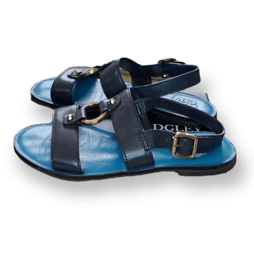 Tory Burch Sandals Leather Ring Shoes Navy Blue 7- 7.5 EUC - Picture 3 of 9